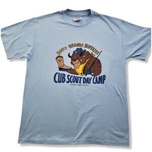 Vintage Cub Scout Shirt Mens Large Orange County Council Day Camp Beast
